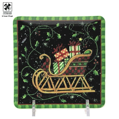 MWW Market PRIMITIVE CHRISTMAS - SLEIGH 4.5" Mini Plate Folk Art Susan Winget - Image 1 of 4