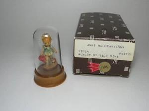 Anri Always By My Side 1.75" Sarah Kay Mini Wood Sculpture W/ Globe Display Box - Picture 1 of 6