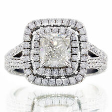 GIA Certified Diamond Engagement Ring 4.62 carat Cushion Cut Double Halo 18k 