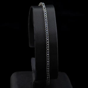 TENNIS BRACCIALE ORO BIANCO 18KT BRILLANTI NERI 1.52 CT CERTIFICATO - Picture 1 of 7