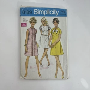 Dress Size 18 B40 Vintage 70s CUT Pattern 8189 A-Line Peter Pan Puff Ruffle Zip  - Picture 1 of 2