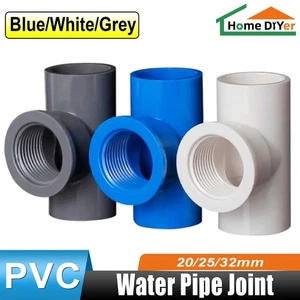 3-Way Female PVC BSP Threaded Pipe Fitting Connector1/2" 3/4" 1" T Piece Adapter - Picture 1 of 24