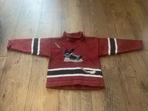 Claver Cotton Sweater Knit Kids Boys Hockey Rolled Neck Maroon Preppy Size 5 - Picture 1 of 7