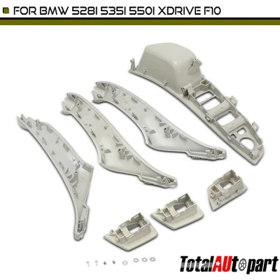Juego de 7 molduras de cubierta de panel de manija de puerta interior gris para BMW 528i F10 izquierda y derecha Foto 1 de 4