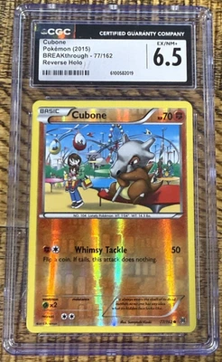 2015 Pokemon TCG Cubone BREAKthrough 77/162 Reverse Holo CGC 6.5 EX/NM+ Common - Image 1 of 2