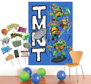 TEENAGE MUTANT NINJA TURTLES 4’6” Wide X 6’6” Tall Backdrop + 12 PHOTO PROPS NEW - Picture 1 of 3