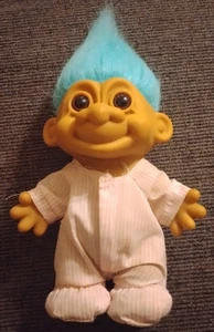 Vintage Russ Troll Doll – 7” Blue Hair, Pajama Outfit, Brown Eyes - Picture 1 of 3