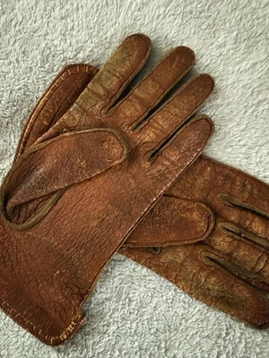 复古 20 世纪 50 年代皮革牛皮摩托车骑行手套尺寸 L — 第 1/4 张图片
