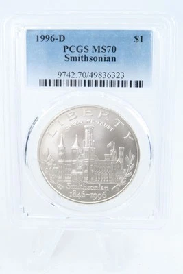 1996-D PCGS MS70 Smithsonian Silver Modern Commemorative Dollar - Image 1 of 2