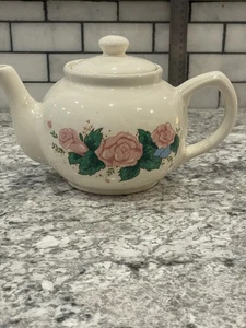 Vintage Interpur Rosa Rose Teekanne mit Deckel, Keramik - Bild 1 von 7