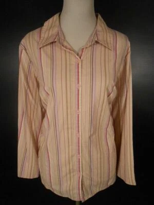 Hermosa Blusa Para Mujer 2X Croft & Barrow Rosa Diseño Rayas LS Botón Foto 1 de 4