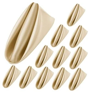 Pieces Satin Napkins Soft Dinner Napkins Square Weddings Table 12 Champagne - Picture 1 of 7