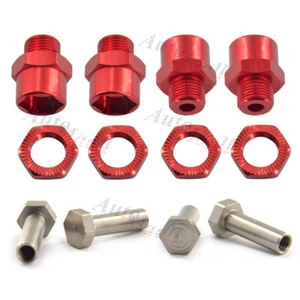4x Red 12mm to 17mm Wheel Hex Hub Adapter for 1/10 RC Car HSP HPI Axial Tenacity - Picture 1 of 11