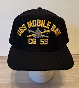 The Corps USS Mobile Bay CG 53 Black Cap Hat Med-LG SnapBack New Era - Picture 1 of 5