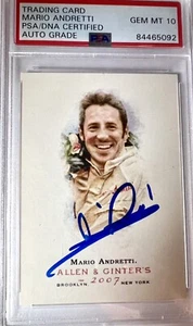 2007 Allen & Ginter Mario Andretti PSA / DNA Cert Gem MT 10 AUTO #19 GOAT - Picture 1 of 3