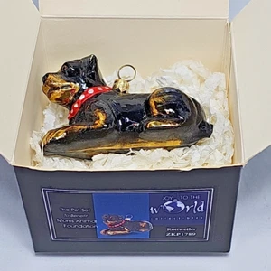 Joy World Rottweiler Dog Glass Ornament Poland Blown Christmas ZKP1789 - Picture 1 of 7