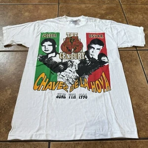 VTG Oscar De La Hoya Vs Julio Cesar Chavez Boxing T-Shirt Single Stitch M 1996 - Picture 1 of 7
