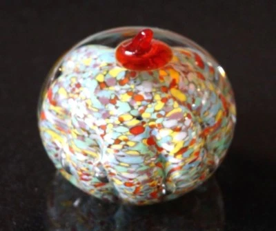 A Beautiful Vintage Art Glass Apple Paperweight With Multi Coloured Chips - image 1 of 4