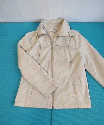 Chaqueta para mujer Studio Works cremallera completa bolsillos laterales forrada cordón caqui talla PS Foto 1 de 4