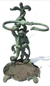 Schöner antiker Vintage Stockständer "Mann in Reben" Gusseisen Metall massiv - Bild 1 von 9