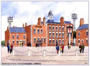 OLD MOLINEUX HOTEL (1960'S) WOLVERHAMPTON ARTISTS PRINT GREETINGS CARD 8"x 6" - Picture 1 of 1