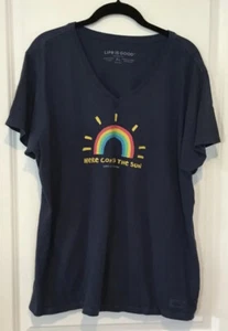 Life is Good S/S Vee Neck Knit Top in Size XL - Picture 1 of 2