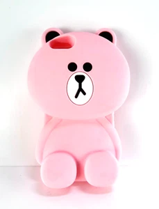 3D Teddy Bear Silicone Phone Case for iPhone 5/5S/SE 1st Gen, Rose Pink - Picture 1 of 9