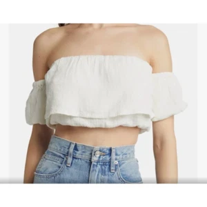 ROXY Seaside Heaven Off-The-Shoulder Crop Top | Sz L, White NEW - Picture 1 of 6