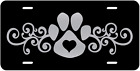Pet Dog Love Dog Mom Etched Front Vanity License Plates (Dog Paw Heart Embellish