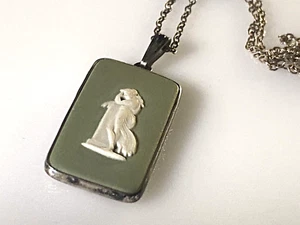 Antique Wedgwood 925 Sterling Silver Cameo Pendant Necklace - Picture 1 of 9