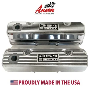 351 Cleveland CS Shelby Logo Polished Valve Covers - Style 2 - Ansen USA - Picture 1 of 7