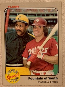 1983 Fleer Pete Rose Willie Stargell Baseball Card Fountain of Youth #634