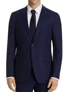 John Varvatos Star USA Bleecker Micro-Check schmale Passform Anzugjacke, marineblau, Größe 42L - Bild 1 von 11