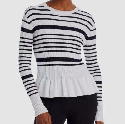 Suéter de algodón a rayas bretón Onna blanco para mujer French Connection talla M $98 Foto 1 de 3