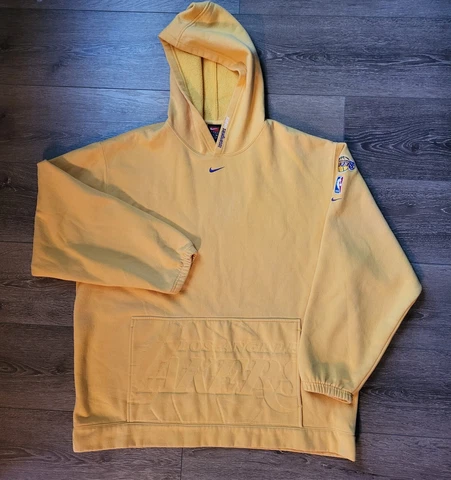RARE Los Angeles Lakers Nike Center Check Swoosh Hoodie Nike NBA VNTG Cover