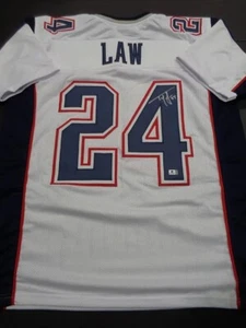 Ty Law New England Patriots Autographed Signed Custom white Jersey Global COA - Picture 1 of 3