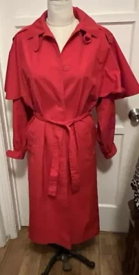 Vtg Bonnie Cashin Weatherwear For Russel Taylor RED Trench Coat Sz 8 - Image 1 of 4