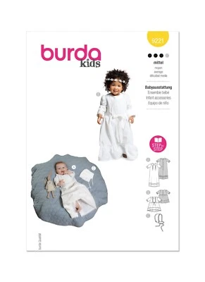 BURDA 9221 BABY SPECIAL OCCASION CHRISTENING DRESS Sewing Pattern Age 1-24 Month - Image 1 of 4