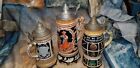 3 original German lidded musical beer steins. All in working condition. for sale
