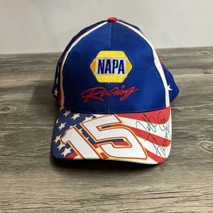 Vintage NAPA NASCAR Baseball Cap American Flag 15 Strapback.Signed Jeff Hammond - Picture 1 of 4