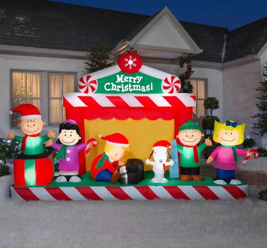 GEMMY 11.5 Ft PEANUTS GANG CHRISTMAS PLAY STAGE Airblown Lighted Yard Inflatable