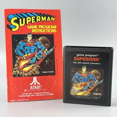 Superman (Atari 2600, 1979) Authentic Cartridge & Manual - Tested! - Image 1 of 4