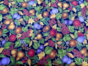 Tessuto Frutta Accento Autunno Oro Tono Gioiello 2003 Vintage Cranston 2 iarde x 44" - Foto 1 di 5
