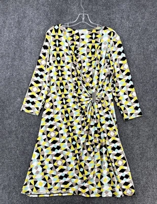 Calvin Klein Surplice Wrap Midi Dress Colorful Geometric Print Women’s XL Office - Image 1 of 4