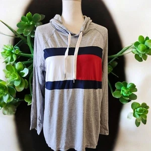 Tommy Hilfiger Sport Women's XL Hooded Long Sleeve Color Block Shirt Drawstrings - Picture 1 of 9