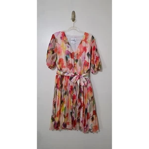 Sam Edelman Aquarell Blumen Fit & Flare Kleid Festival Party Hochzeit Gast - Bild 1 von 11