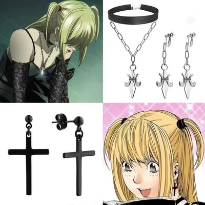 Anime Death Note Misa Amane Misamisa Stud Earrings Ear Clip Jewelry Cos Props - Image 1 of 4