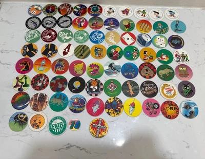 Lote de 70+ Pogs & Milk Taps Vintage con Metal Slammer - Colección Años 90 Foto 1 de 4
