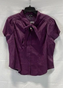 RetroChic By Torrid Women Purple Tie Neck Blouse Size 1 - Picture 1 of 6