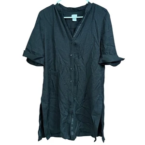 Vestido túnica negro Chico's para mujer con botones en la parte delantera manga enrollable talla 1 (8-10) - Imagen 1 de 10